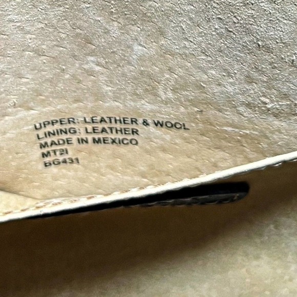 Born 100% Leather And Wool Large Zip Tote Bag Blue Red Mexican Motifs - Picture 7 of 7